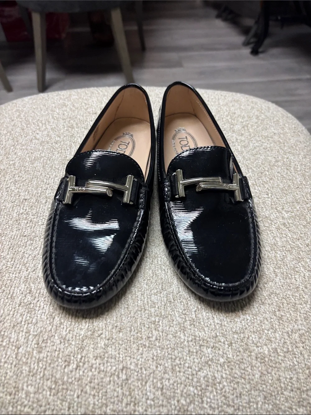 TOD'S Black Patent Leather Bit Loafers